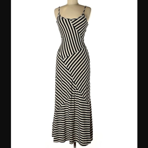 Monteau Dresses & Skirts - Black Striped Fitted Long Maxi Dress